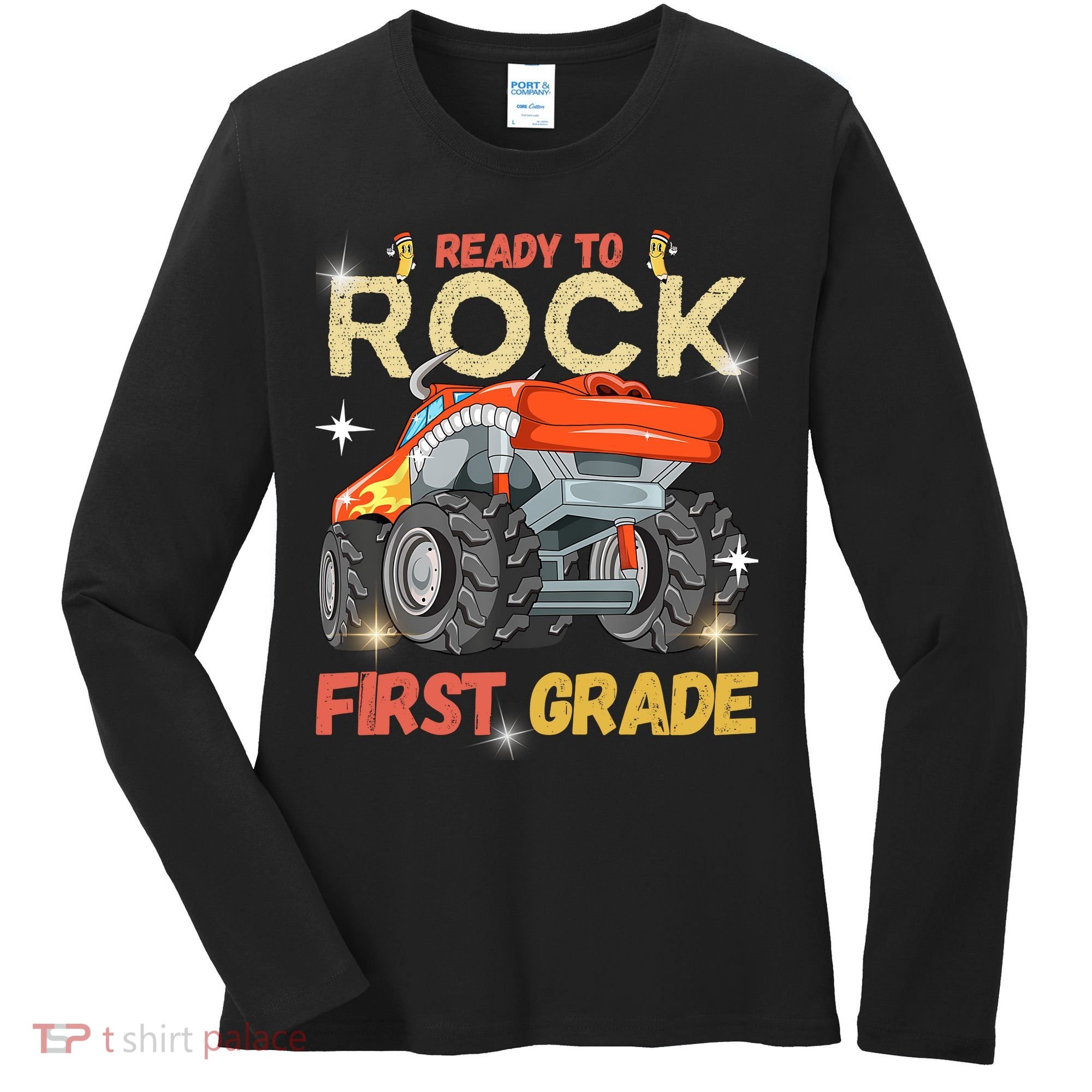 Ready To Rock First Grade First Day Of First Grade For Kids Women's Long Sleeve Shirt
