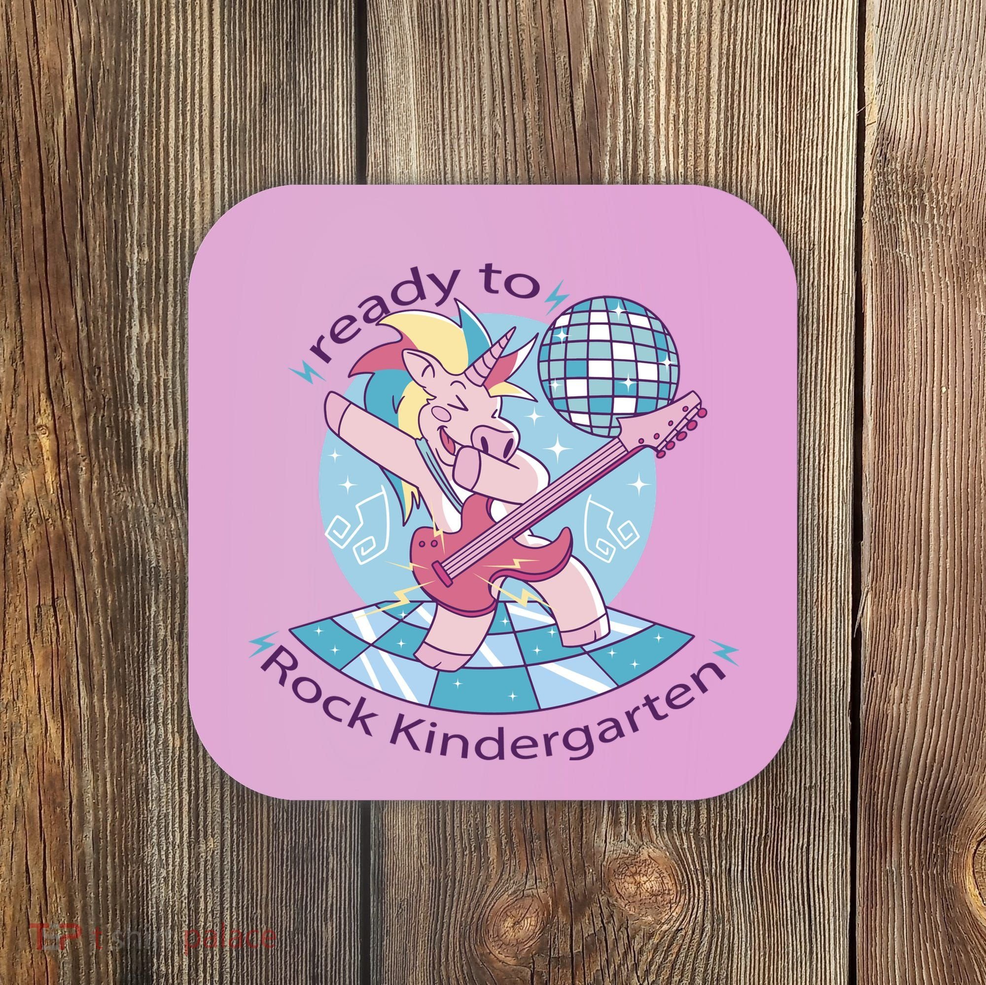 Ready To Rock Kindergarten Unicorn Back To School Coaster