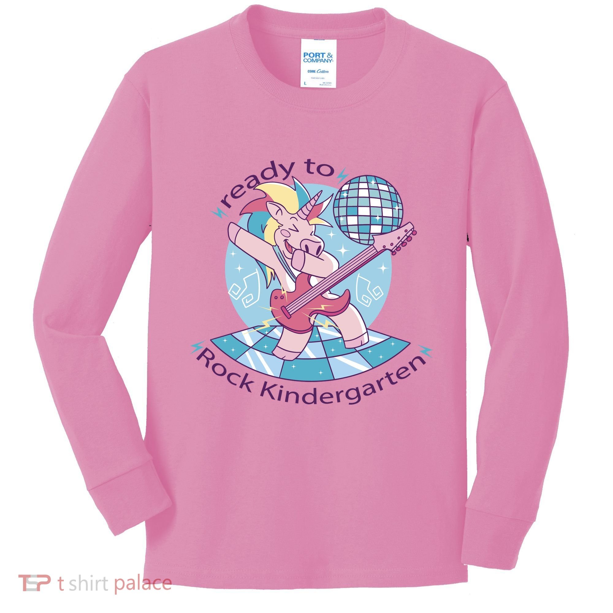 Ready To Rock Kindergarten Unicorn Back To School Kids Long Sleeve Shirt