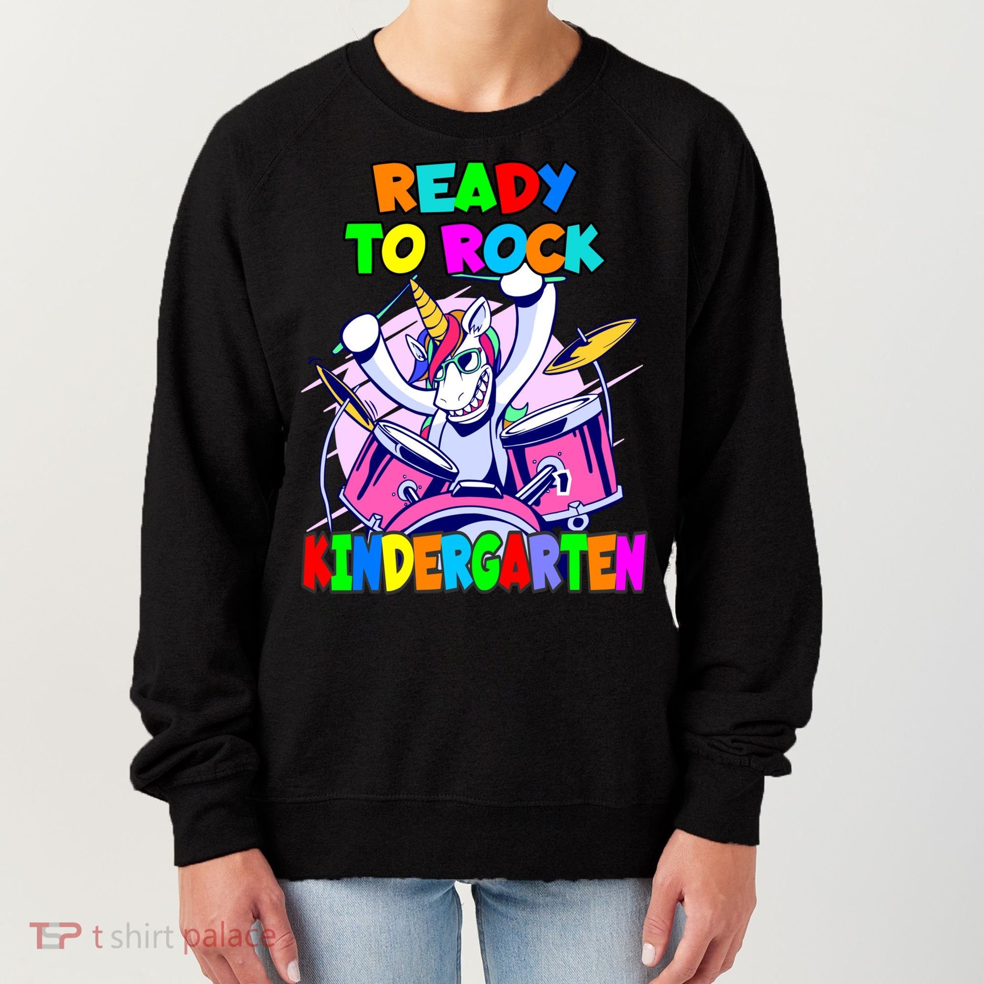 Ready To Rock Kindergarten Drumming Unicorn Preschool Meaningful Gift Women's Sweatshirt