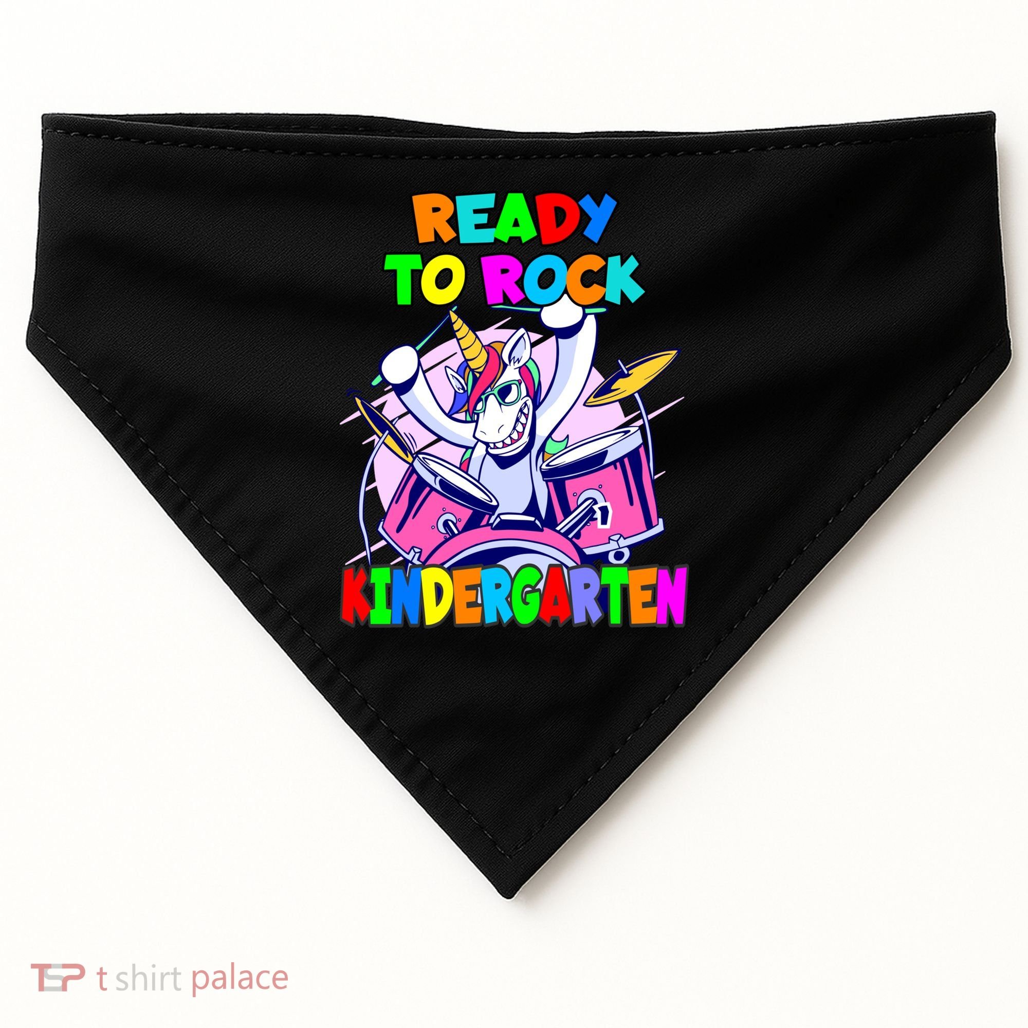 Ready To Rock Kindergarten Drumming Unicorn Preschool Meaningful Gift USA-Made Doggie Bandana