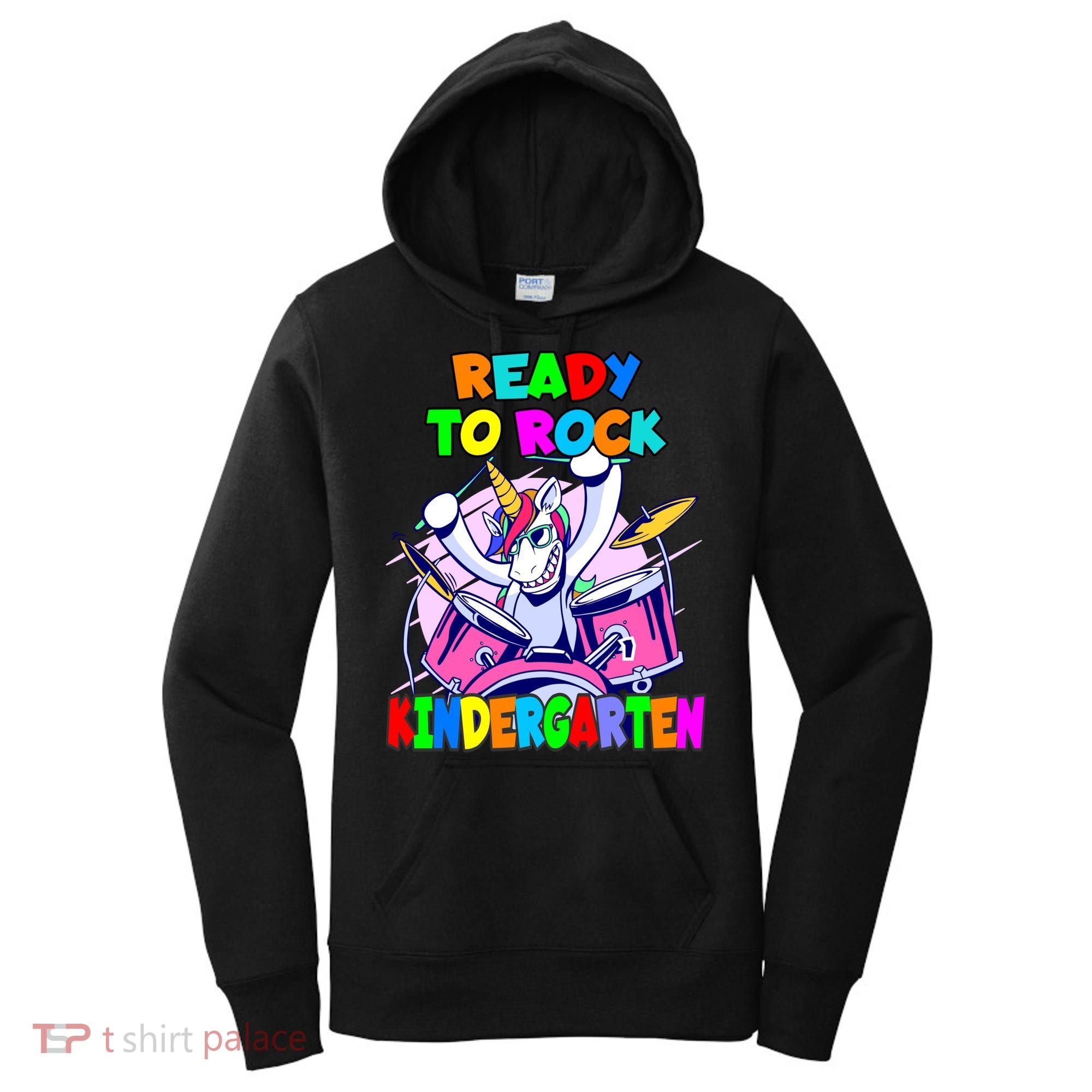Ready To Rock Kindergarten Drumming Unicorn Preschool Meaningful Gift Women's Hoodie