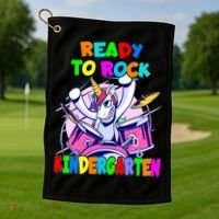 Ready To Rock Kindergarten Drumming Unicorn Preschool Meaningful Gift Golf Towel thumb 1