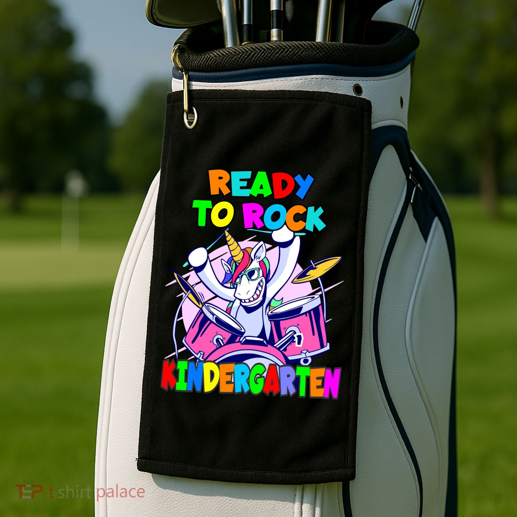 Ready To Rock Kindergarten Drumming Unicorn Preschool Meaningful Gift Golf Towel