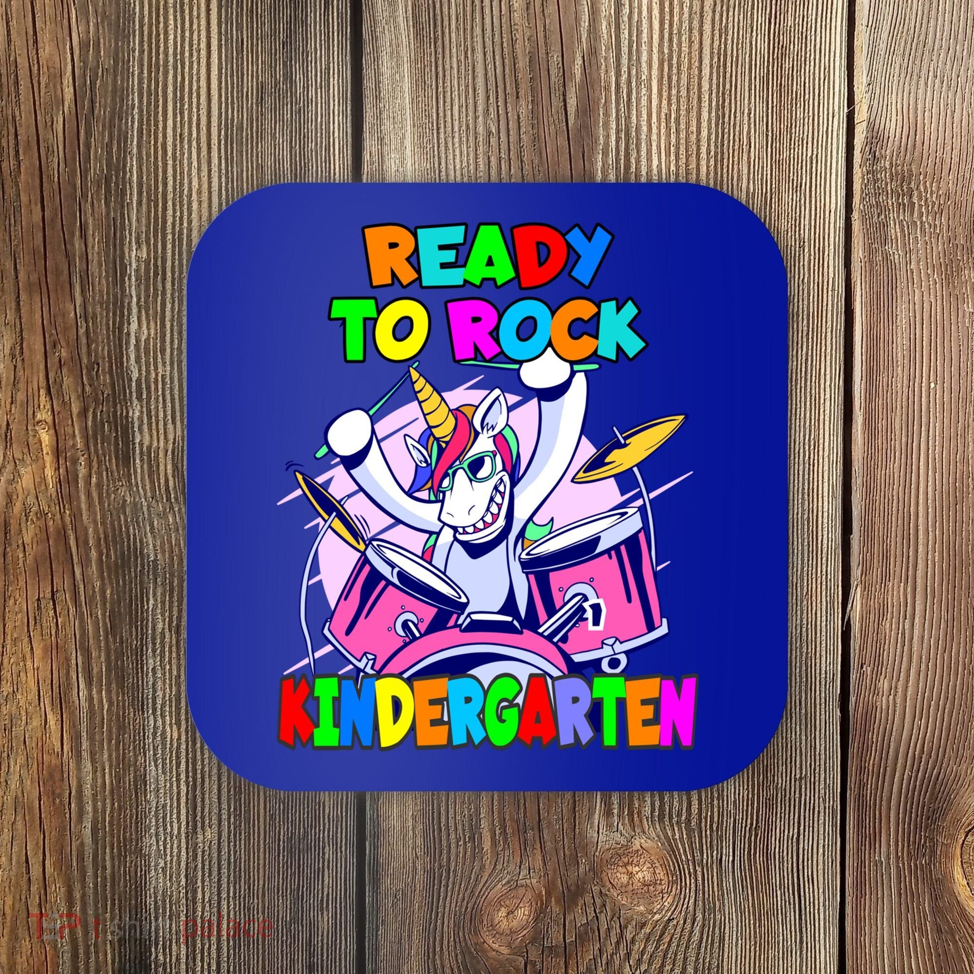 Ready To Rock Kindergarten Drumming Unicorn Preschool Meaningful Gift Coaster