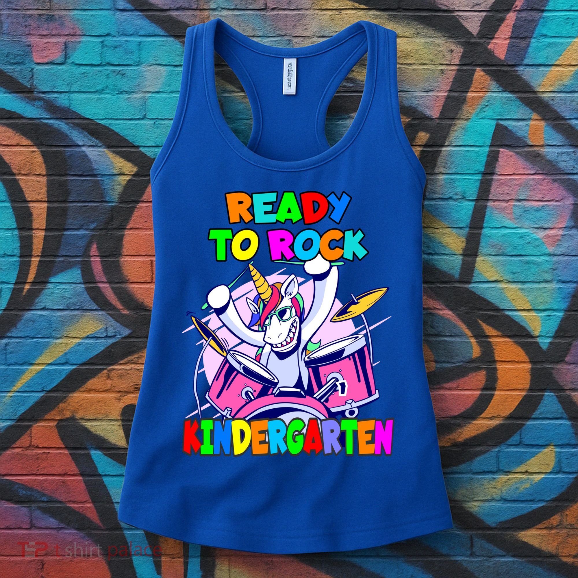 Ready To Rock Kindergarten Drumming Unicorn Preschool Meaningful Gift Women's Tank Top