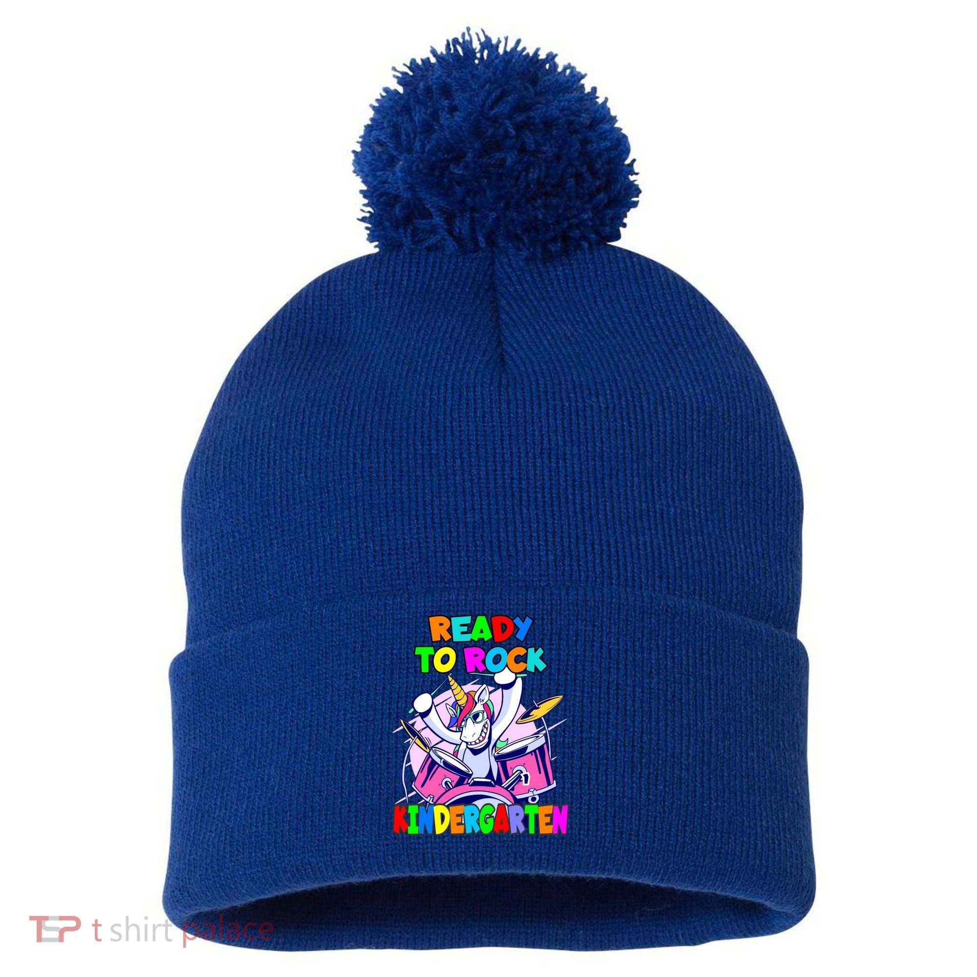 Ready To Rock Kindergarten Drumming Unicorn Preschool Meaningful Gift Pom Pom 12in Knit Beanie