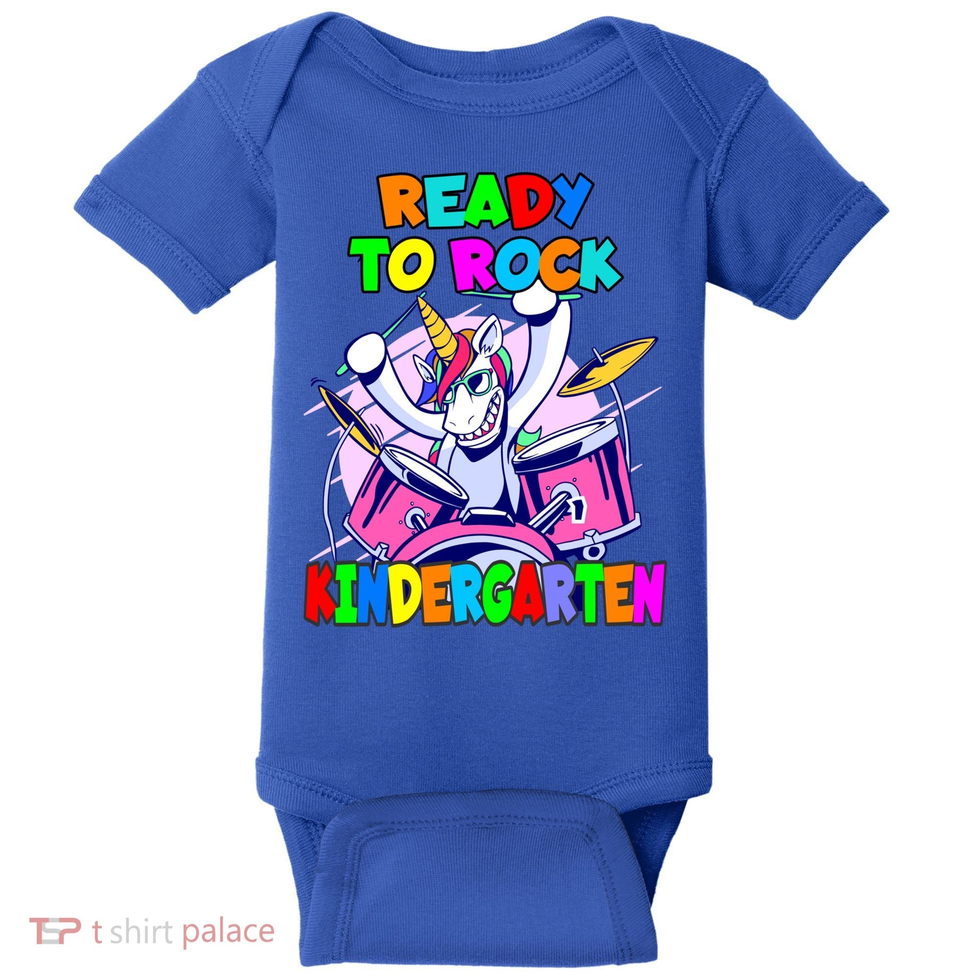 Ready To Rock Kindergarten Drumming Unicorn Preschool Meaningful Gift Baby Bodysuit
