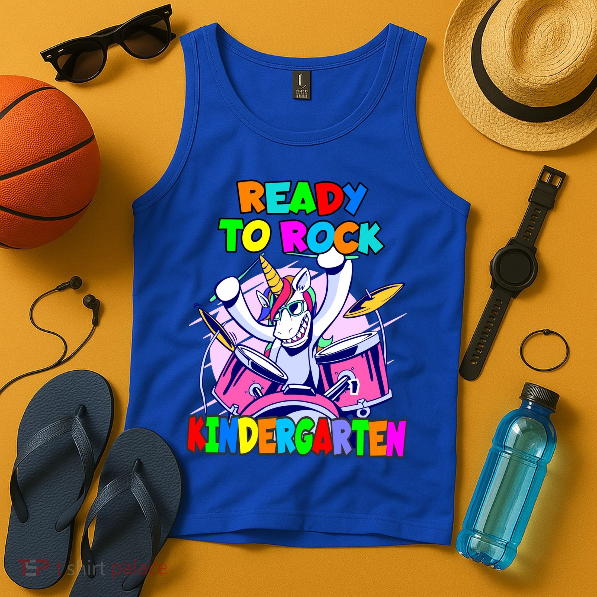 Ready To Rock Kindergarten Drumming Unicorn Preschool Meaningful Gift Tank Top