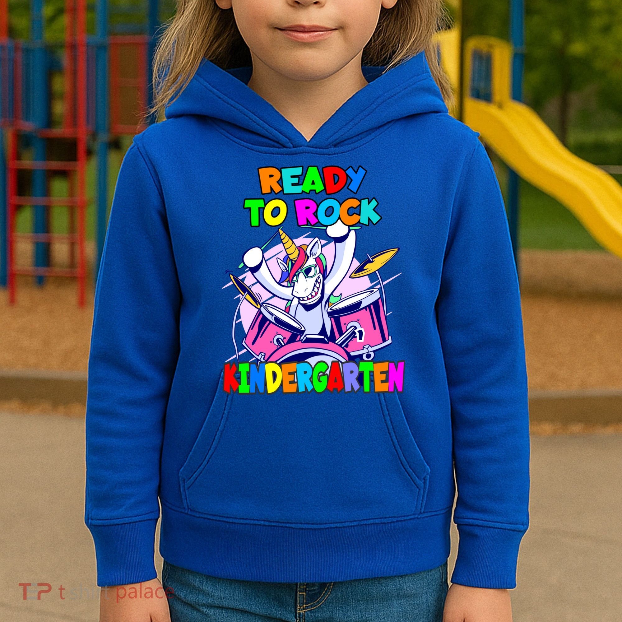 Ready To Rock Kindergarten Drumming Unicorn Preschool Meaningful Gift Kids Hoodie