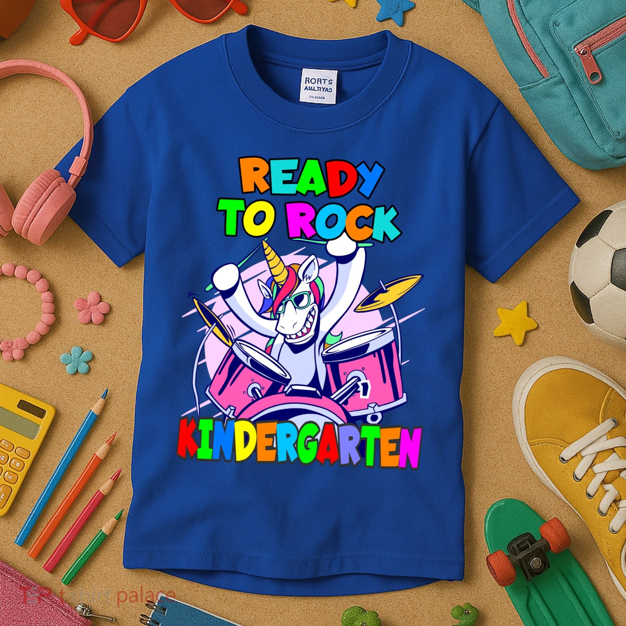 Ready To Rock Kindergarten Drumming Unicorn Preschool Meaningful Gift Kids T-Shirt