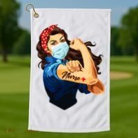 Rosie The Riveter Woman Nurse Golf Towel thumb 1