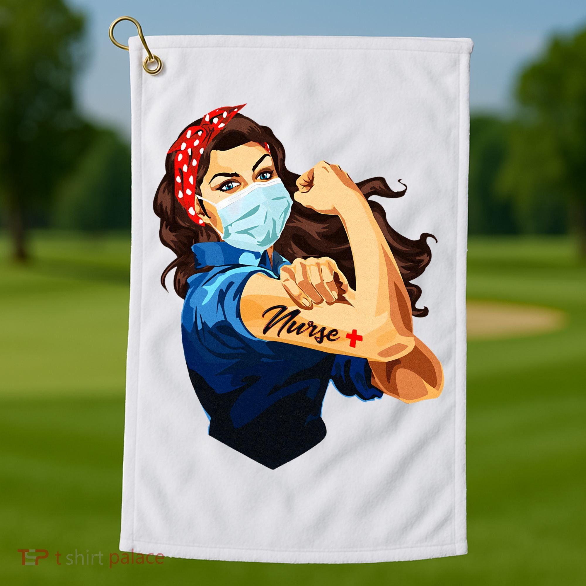 Rosie The Riveter Woman Nurse Golf Towel