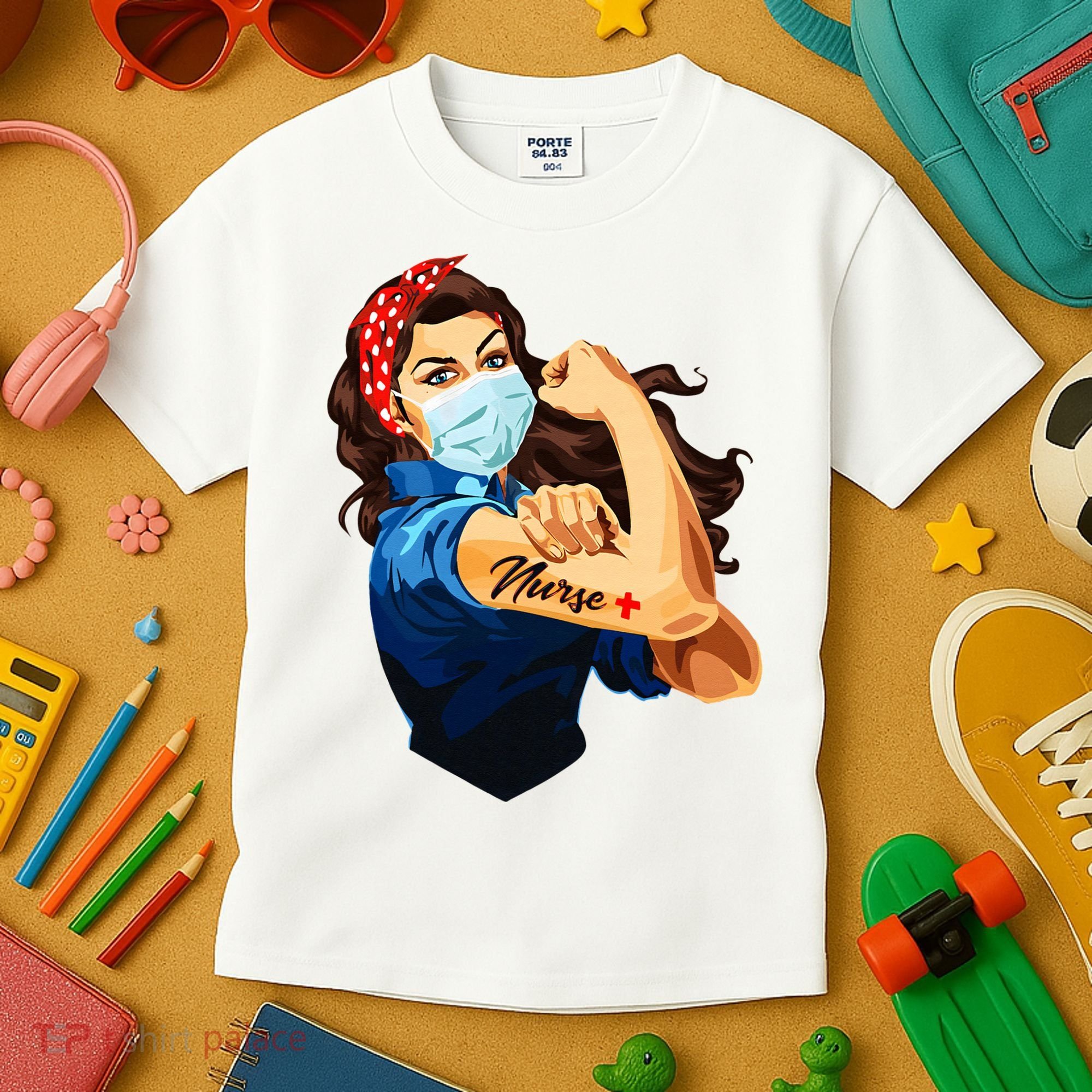 Rosie The Riveter Woman Nurse Kids T-Shirt