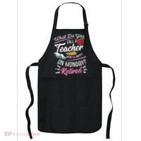 Retirement Teacher Retired Teacher Happy On Monday Apron thumb 0