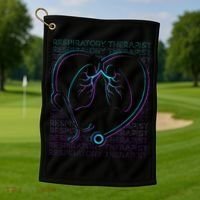Respiratory Therapist Respiratory Therapy Retro Golf Towel thumb 1