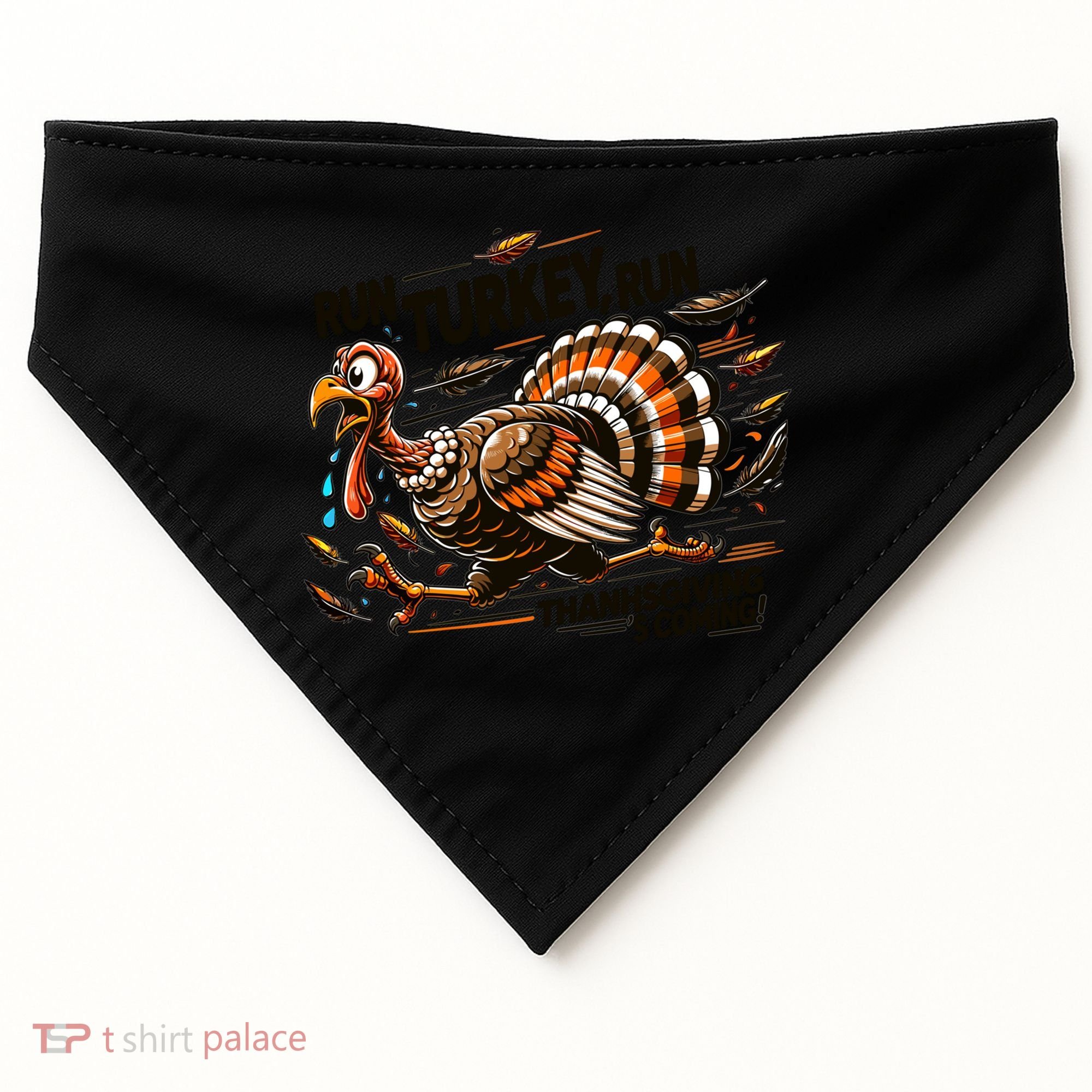 Run Turkey Run! Funny Thanksgiving Escape Running Costume Gift USA-Made Doggie Bandana
