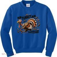 Run Turkey Run! Funny Thanksgiving Escape Running Costume Gift Kids Sweatshirt thumb 0
