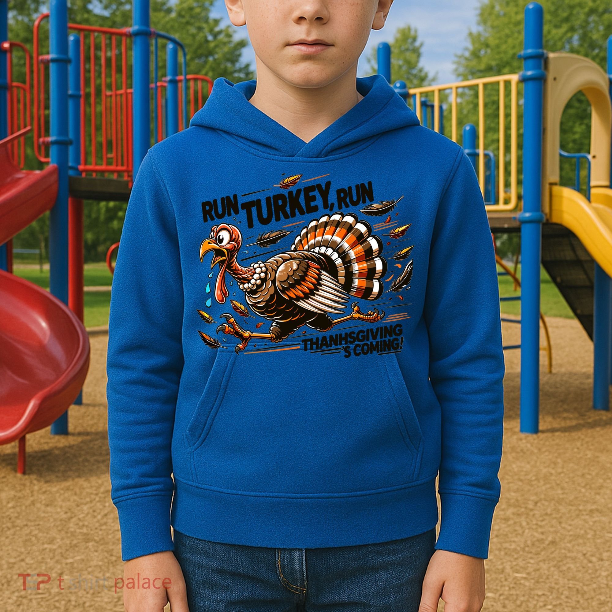 Run Turkey Run! Funny Thanksgiving Escape Running Costume Gift Kids Hoodie