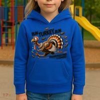 Run Turkey Run! Funny Thanksgiving Escape Running Costume Gift Kids Hoodie thumb 3
