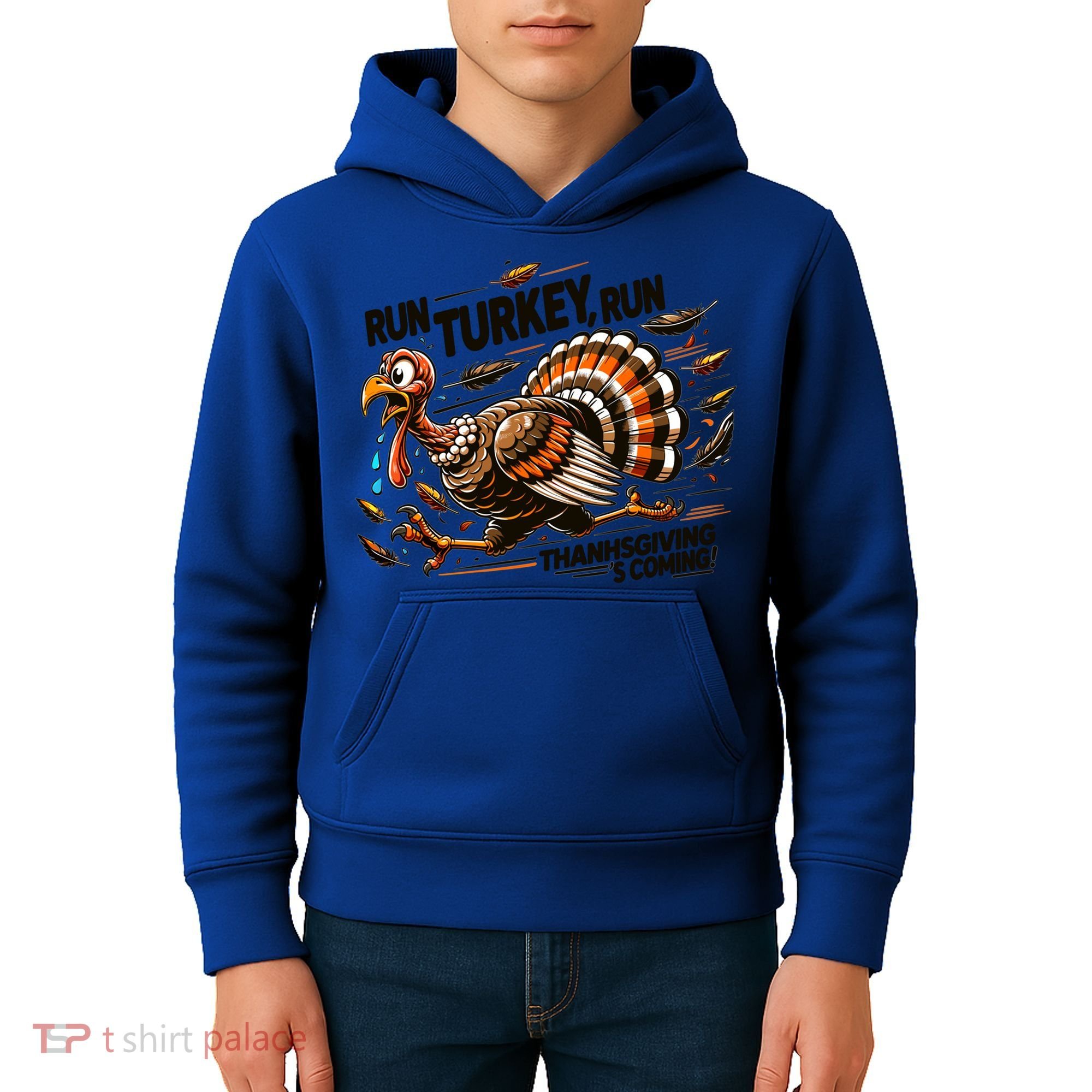 Run Turkey Run! Funny Thanksgiving Escape Running Costume Gift Kids Hoodie