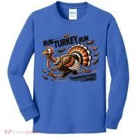 Run Turkey Run! Funny Thanksgiving Escape Running Costume Gift Kids Long Sleeve Shirt thumb 0