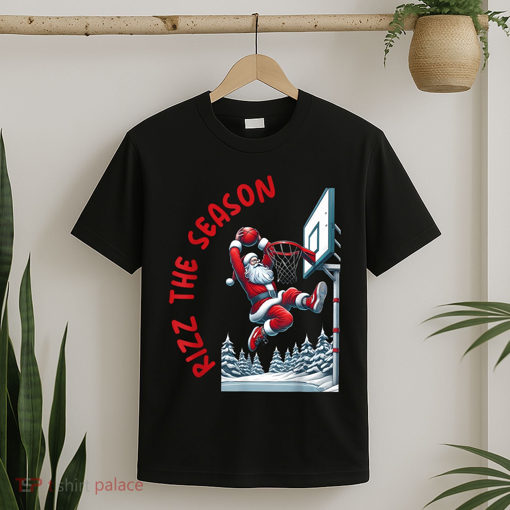 Rizz The Season Santa Claus Basketball Funny Christmas T-Shirt