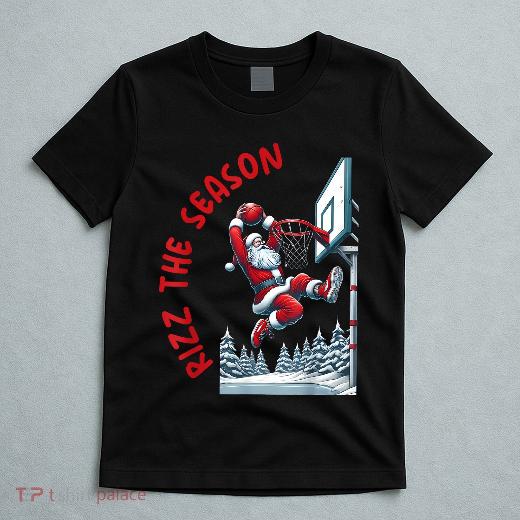 Rizz The Season Santa Claus Basketball Funny Christmas T-Shirt