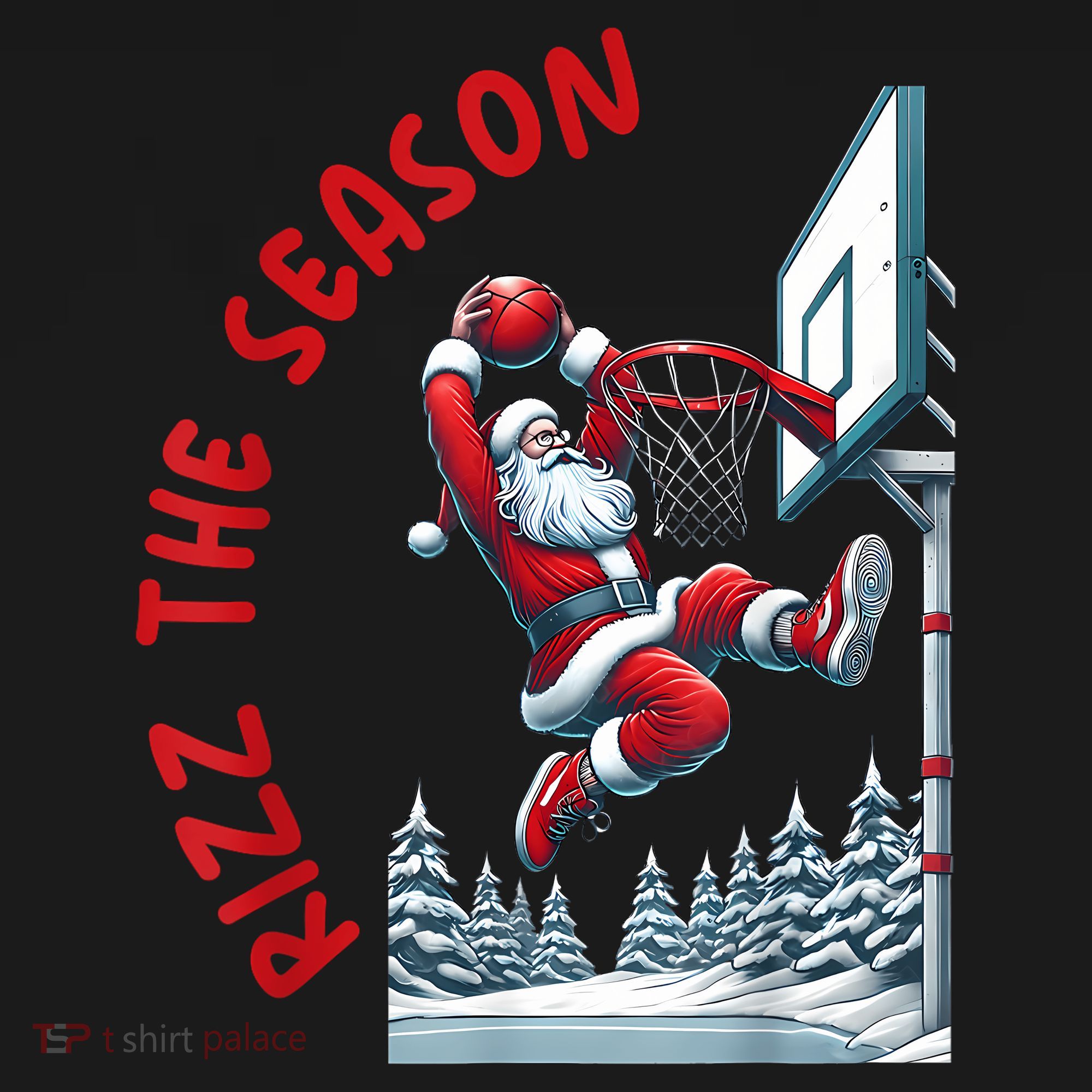 Rizz The Season Santa Claus Basketball Funny Christmas T-Shirt