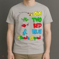 Reading Teacher Squad Oh The Places One Two Red Blue Fish T-Shirt thumb 3
