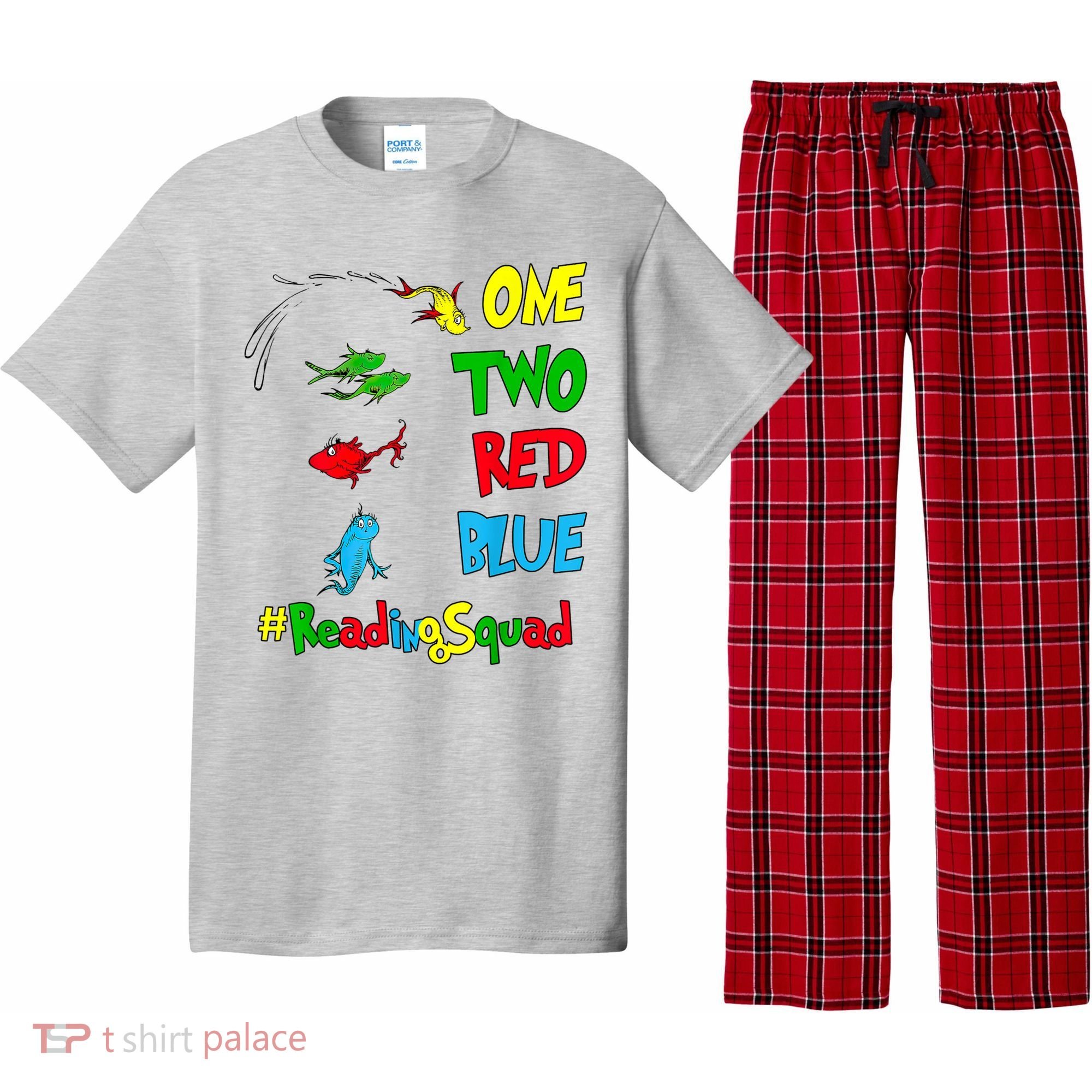 Reading Teacher Squad Oh The Places One Two Red Blue Fish Pajama Set