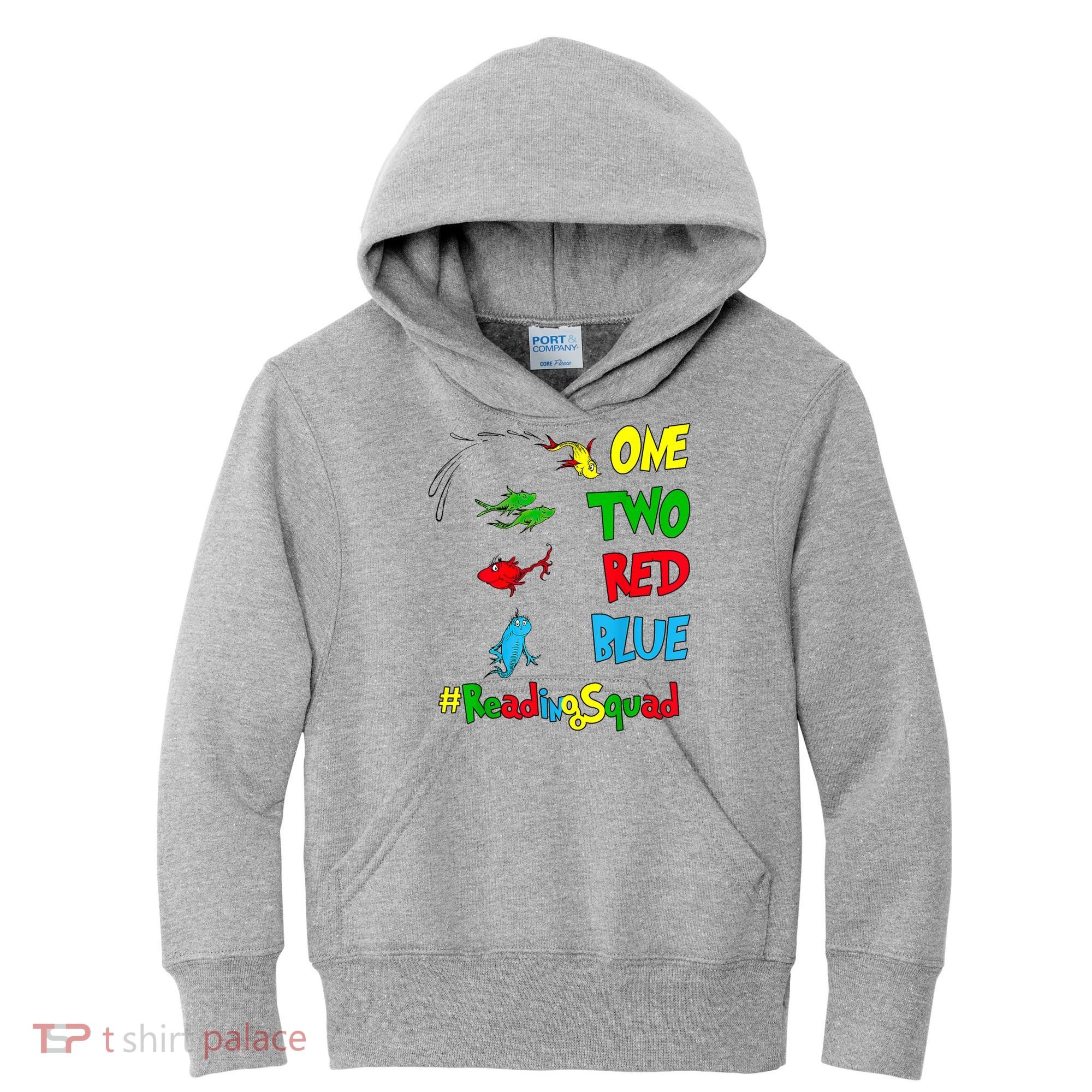 Reading Teacher Squad Oh The Places One Two Red Blue Fish Kids Hoodie