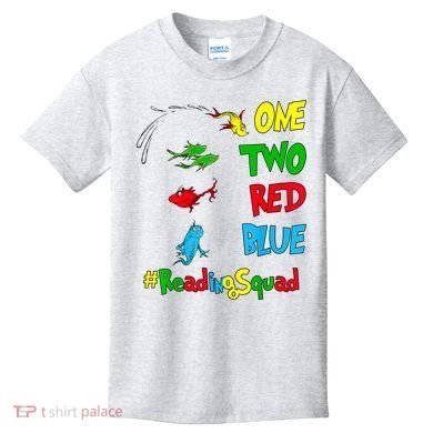 Reading Teacher Squad Oh The Places One Two Red Blue Fish Kids T-Shirt