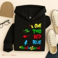 Reading Teacher Squad Oh The Places One Two Red Blue Fish Hoodie thumb 4