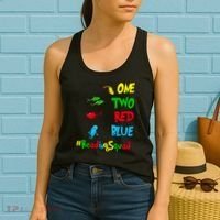Reading Teacher Squad Oh The Places One Two Red Blue Fish Women's Tank Top thumb 2