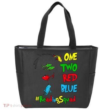 Reading Teacher Squad Oh The Places One Two Red Blue Fish Tote Bag