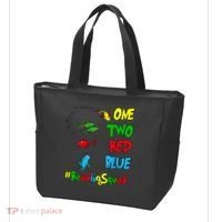Reading Teacher Squad Oh The Places One Two Red Blue Fish Tote Bag thumb 3
