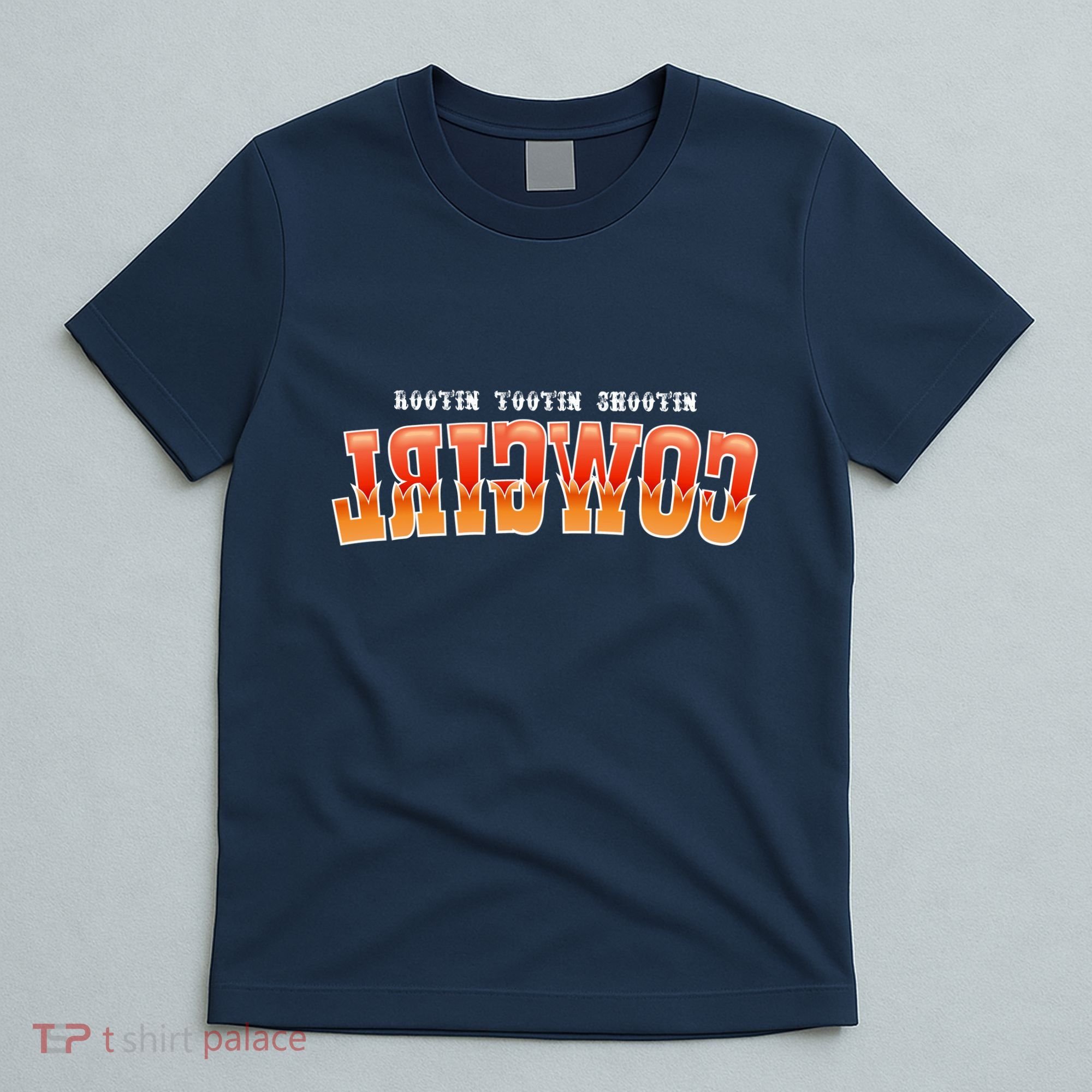 Rootin Tootin Shootin Reverse Cowgirl Western Logo T-Shirt