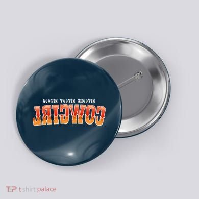 Rootin Tootin Shootin Reverse Cowgirl Western Logo Button