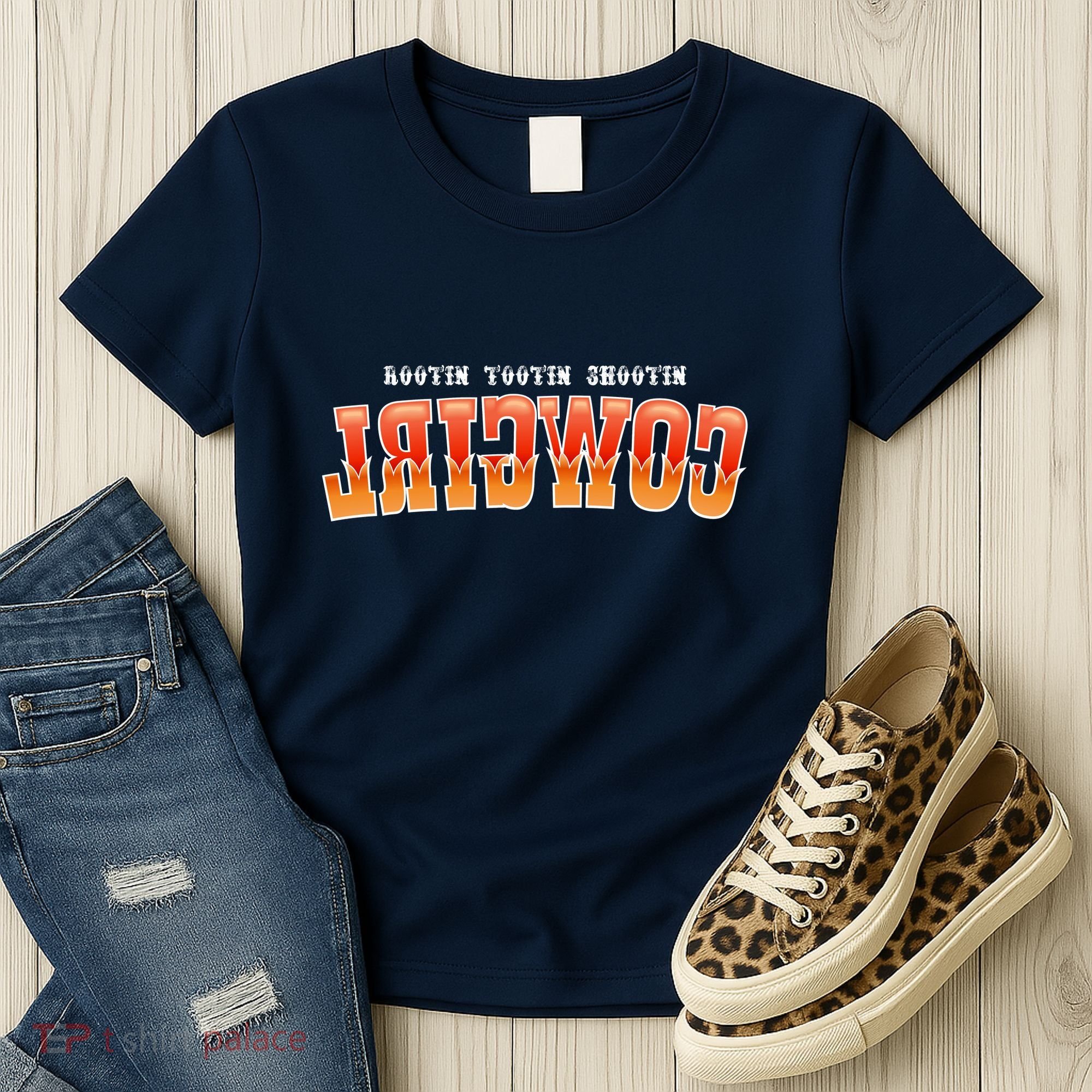 Rootin Tootin Shootin Reverse Cowgirl Western Logo Women's T-Shirt