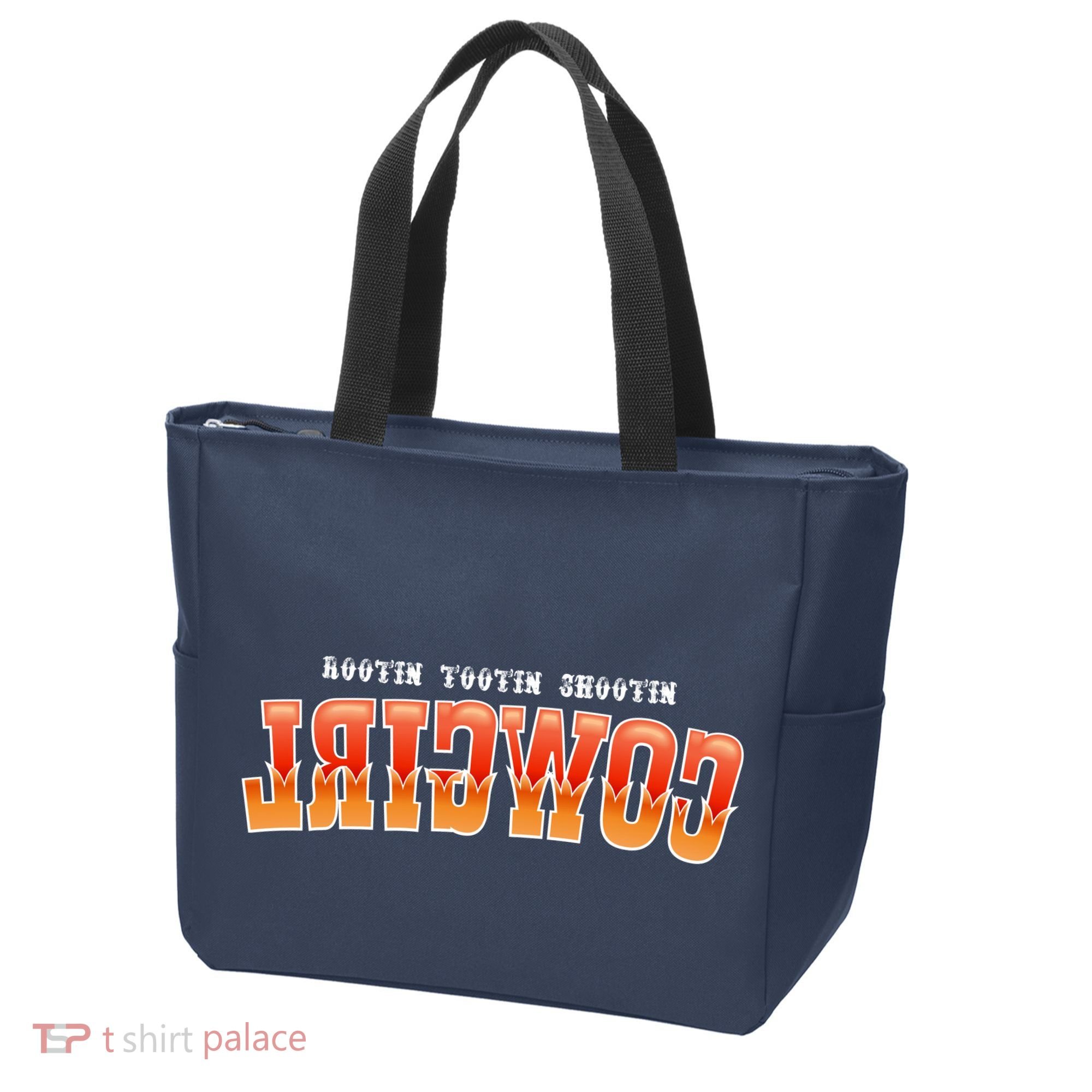 Rootin Tootin Shootin Reverse Cowgirl Western Logo Tote Bag