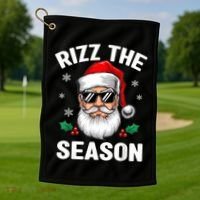 Rizz The Season Santa Funny Christmas Golf Towel thumb 1