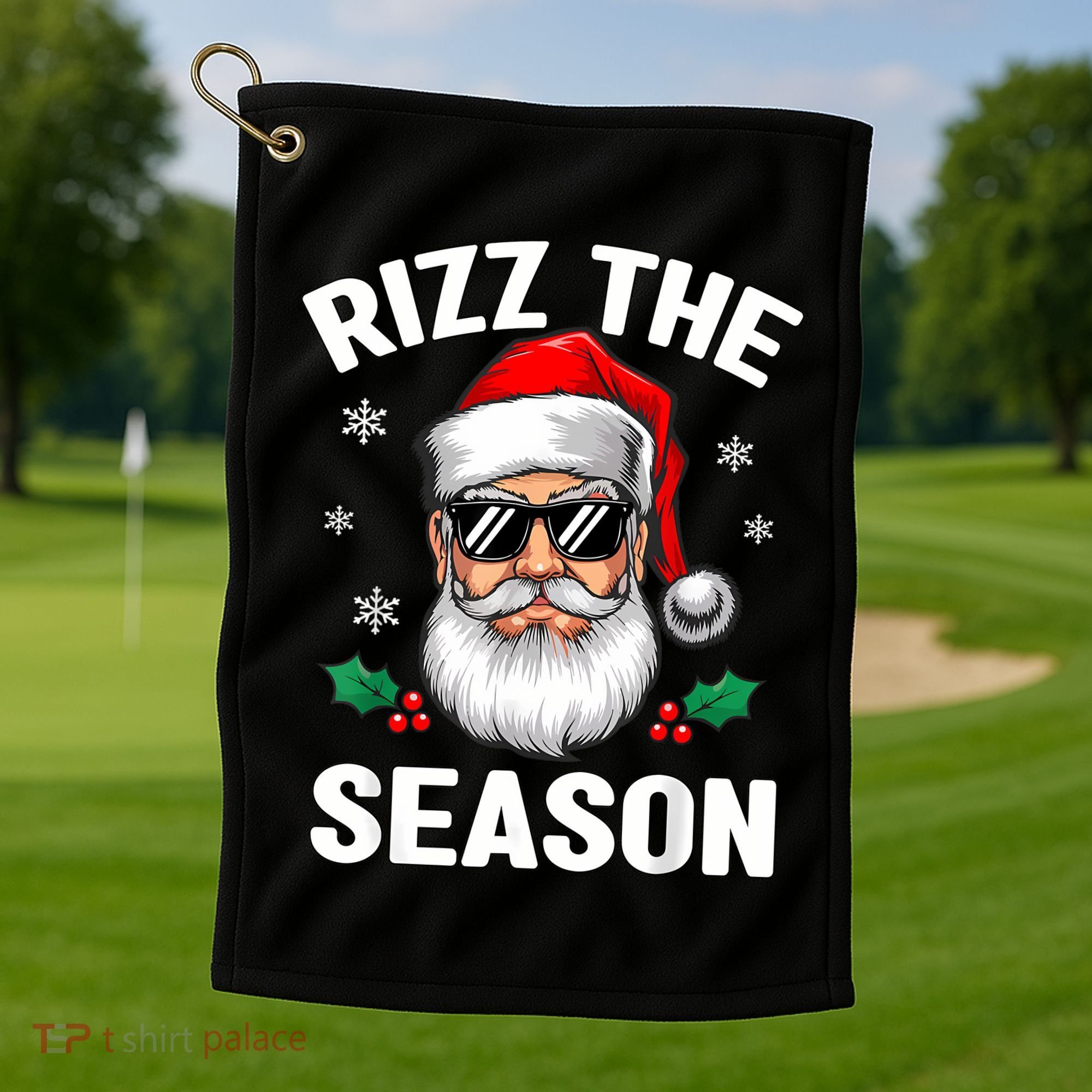 Rizz The Season Santa Funny Christmas Golf Towel