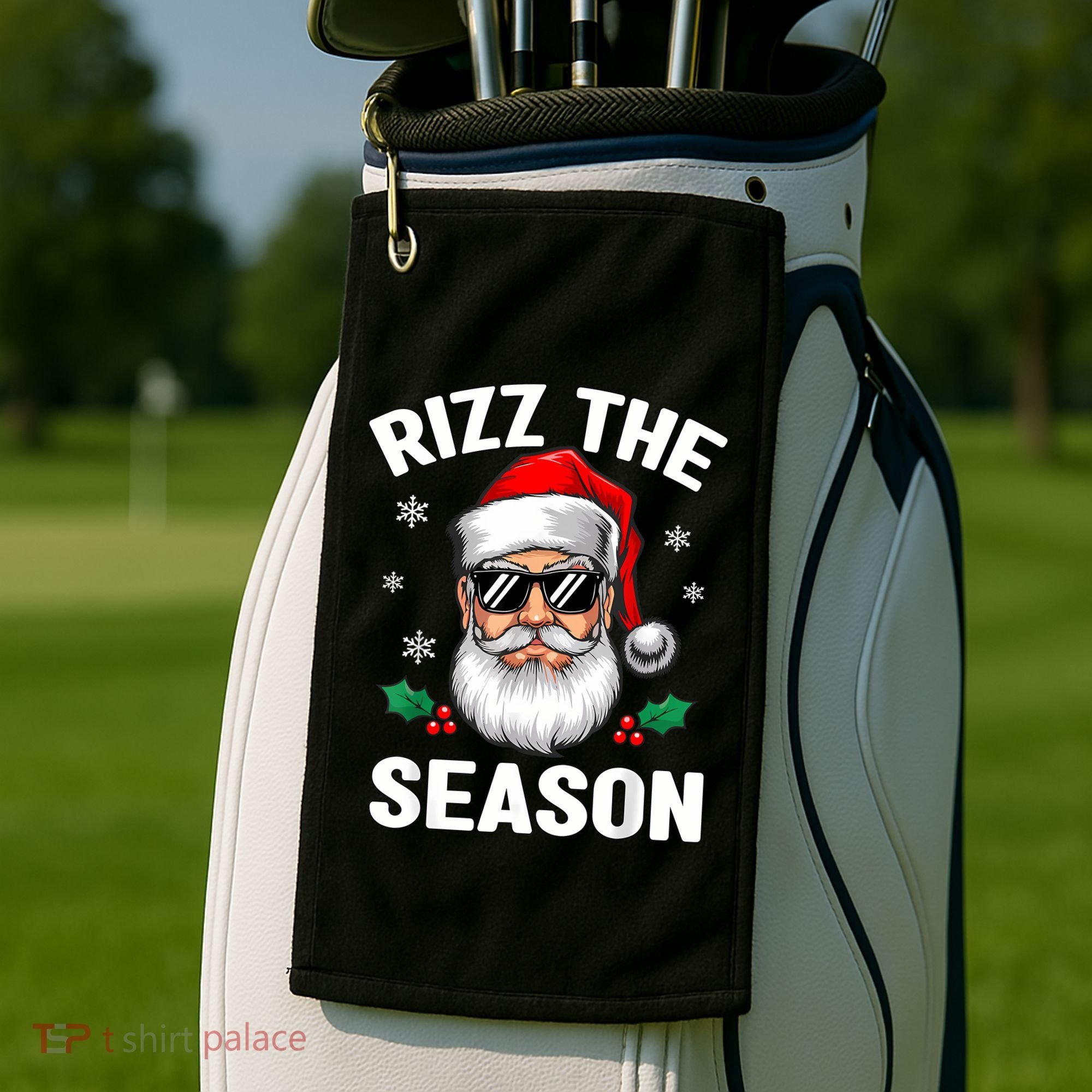 Rizz The Season Santa Funny Christmas Golf Towel