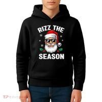 Rizz The Season Santa Funny Christmas Kids Hoodie thumb 4