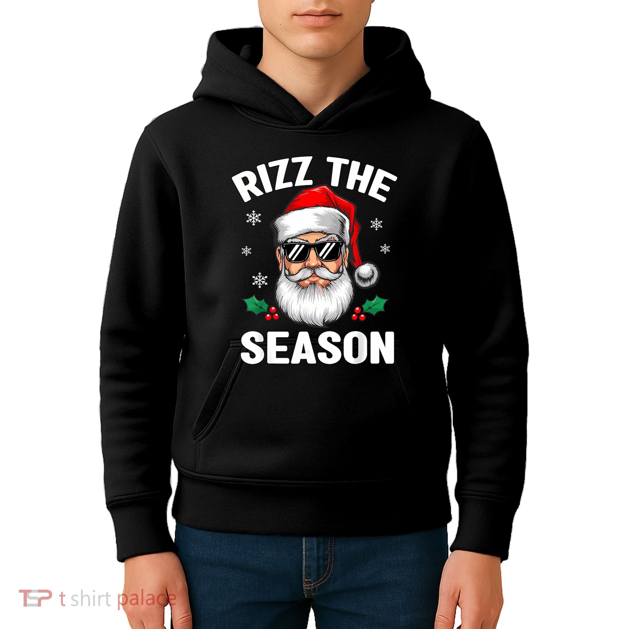 Rizz The Season Santa Funny Christmas Kids Hoodie