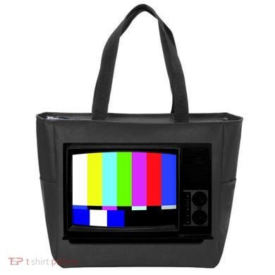 Retro TV Screen Colored Lines Tote Bag