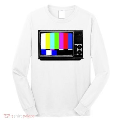 Retro TV Screen Colored Lines Long Sleeve Shirt