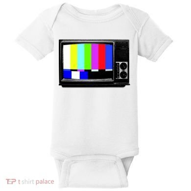 Retro TV Screen Colored Lines Baby Bodysuit
