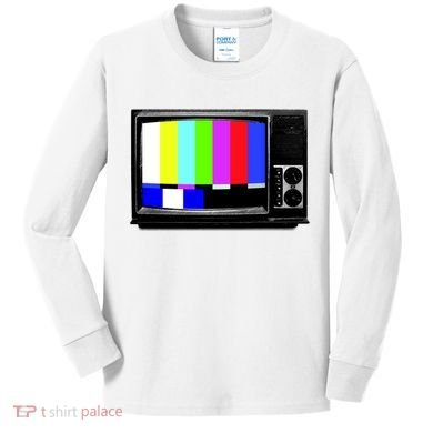 Retro TV Screen Colored Lines Kids Long Sleeve Shirt